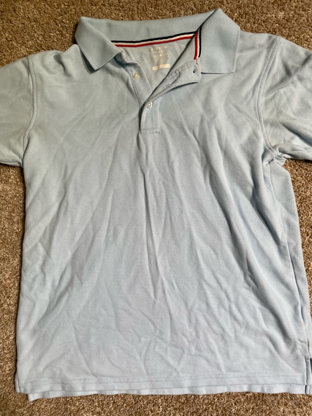 French Toast Men's Pale Blue Polo with Contrast Collar Trim